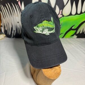 Black Cap with Green Bass Embroidery -Flexfit